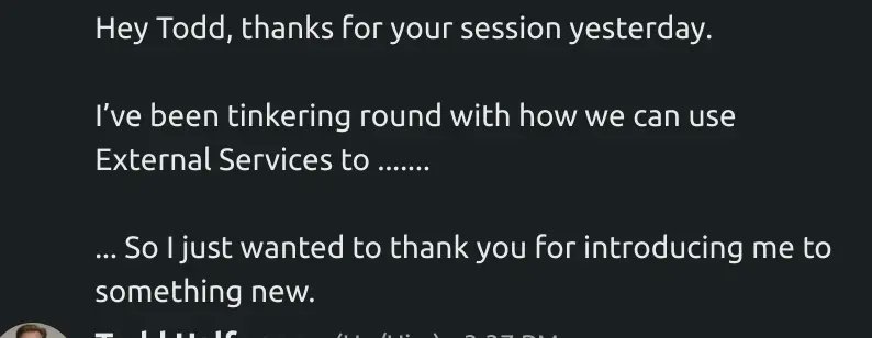 There are many reasons to speak at #trailblazerCommunity groups and conferences like yesterday's <a href="/inspire_east/">InspireEast</a>, ranging from sharing your experiences to raising your personal brand...
... and then there's the incredible fuzzy feeling from receiving messages like this.