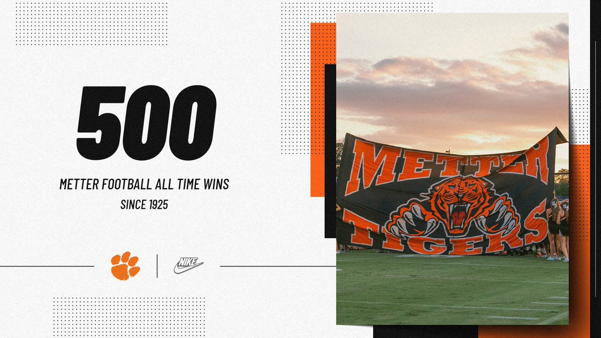 TIGERS WIN TIGERS WIN ⚡️

Metter Tigers: 34
Screven Co.: 6 

Last nights victory is the Metter Tigers 500th program win in school history ‼️

🟠⚫️🐅

#gotigers  //  #chasingGREATNESS