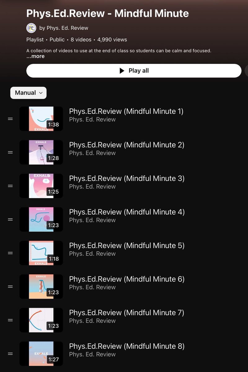 Mindful Minute Playlist.

youtube.com/playlist?list=…

#physed #pegeeks