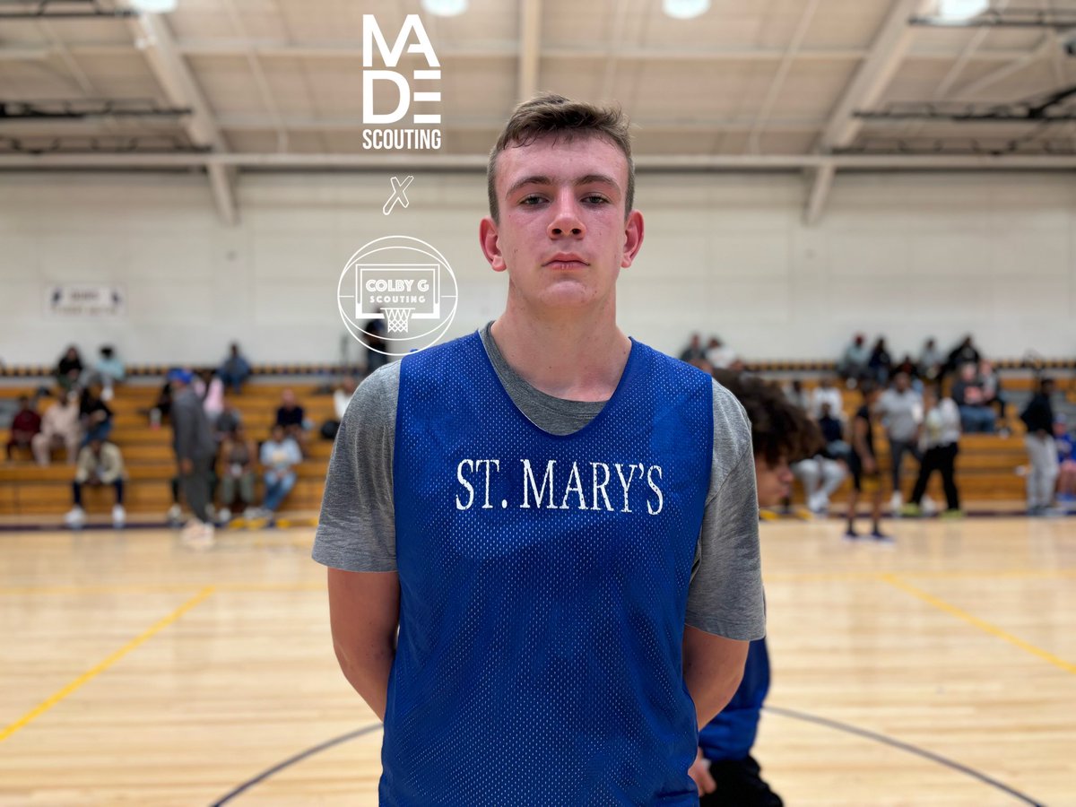 A sign of what’s to come with ‘27 St. Mary’s Annapolis C James Dibetto. Every bit of 6’10-6’11” &amp; has made significant progress since his freshman year. Moving much better, clear confidence around the rim &amp; becoming lighter on his feet. 

Commanding double-double in 21PTS, 16REBS