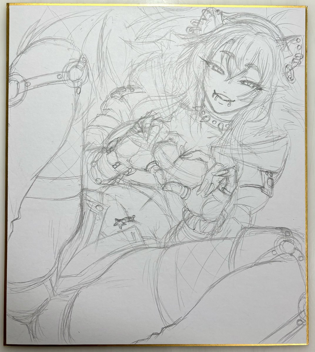 とりま2枚下描きできた。地雷系オリジナルケモギャルと海夢ちゃんごじょー君。 