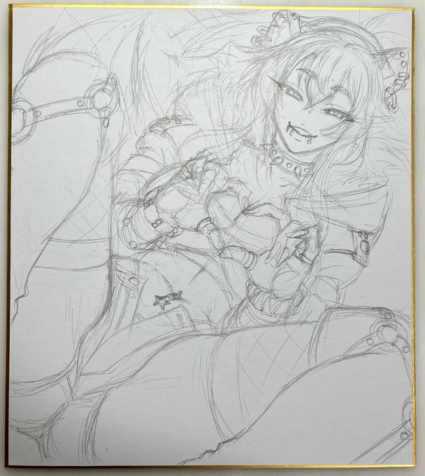 とりま2枚下描きできた。地雷系オリジナルケモギャルと海夢ちゃんごじょー君。 