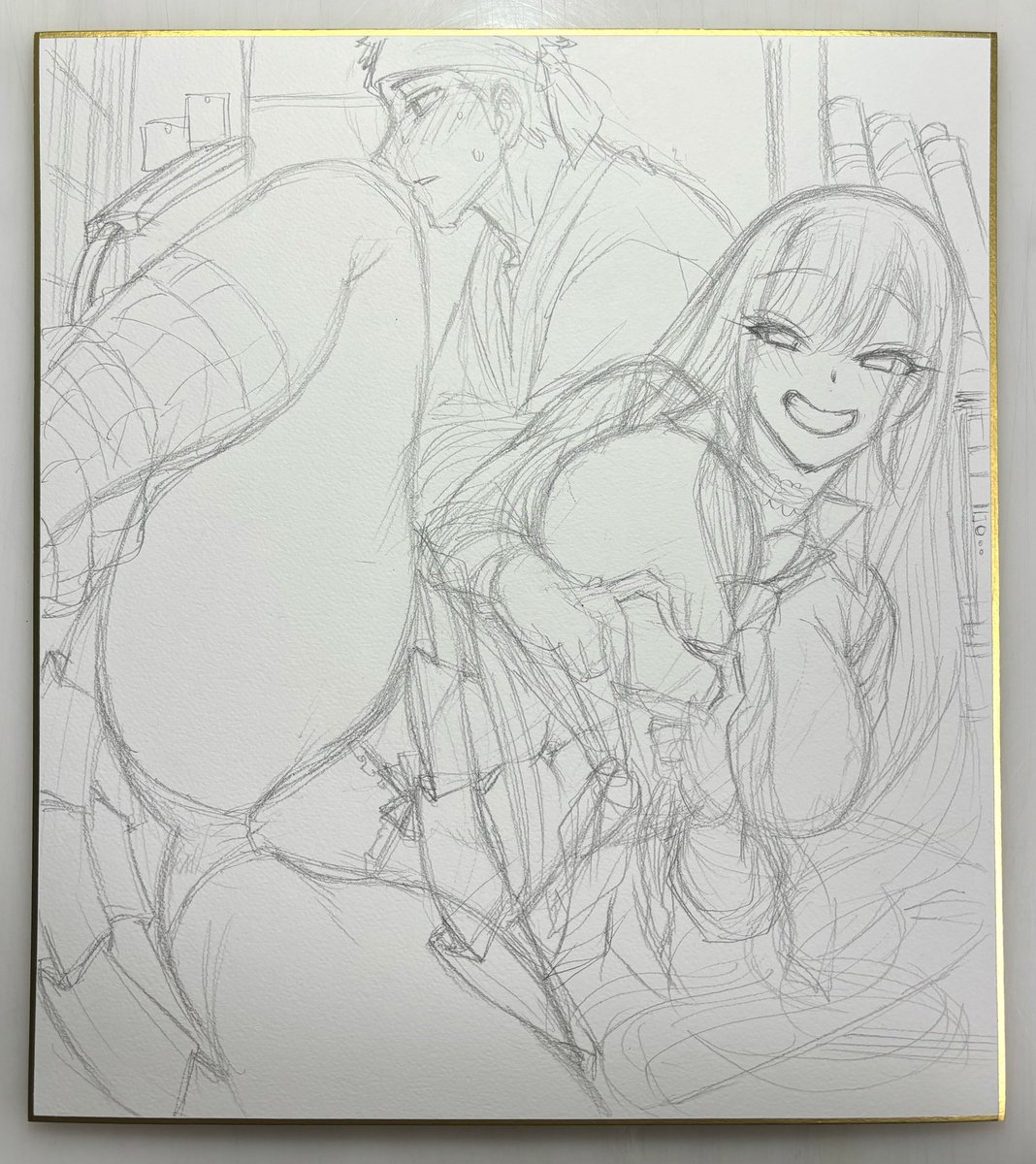 とりま2枚下描きできた。地雷系オリジナルケモギャルと海夢ちゃんごじょー君。 