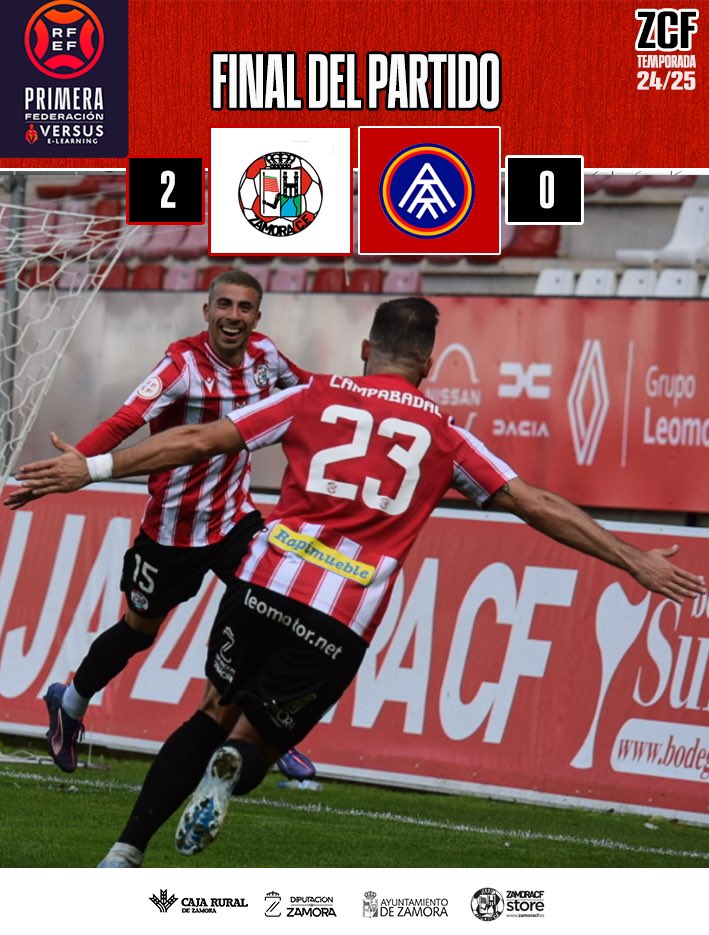 ZCFoficial's tweet photo. JORNADA 8⚽️| 

⏰ | 90’ | FINAAAL DEL PARTIDOOO

@ZCFoficial 2 🆚 0 @fcandorra 

💥 Primera Federación

🏟  Ruta de la Plata 

#VamosMiZamora https://t.co/McYzE8NPOk