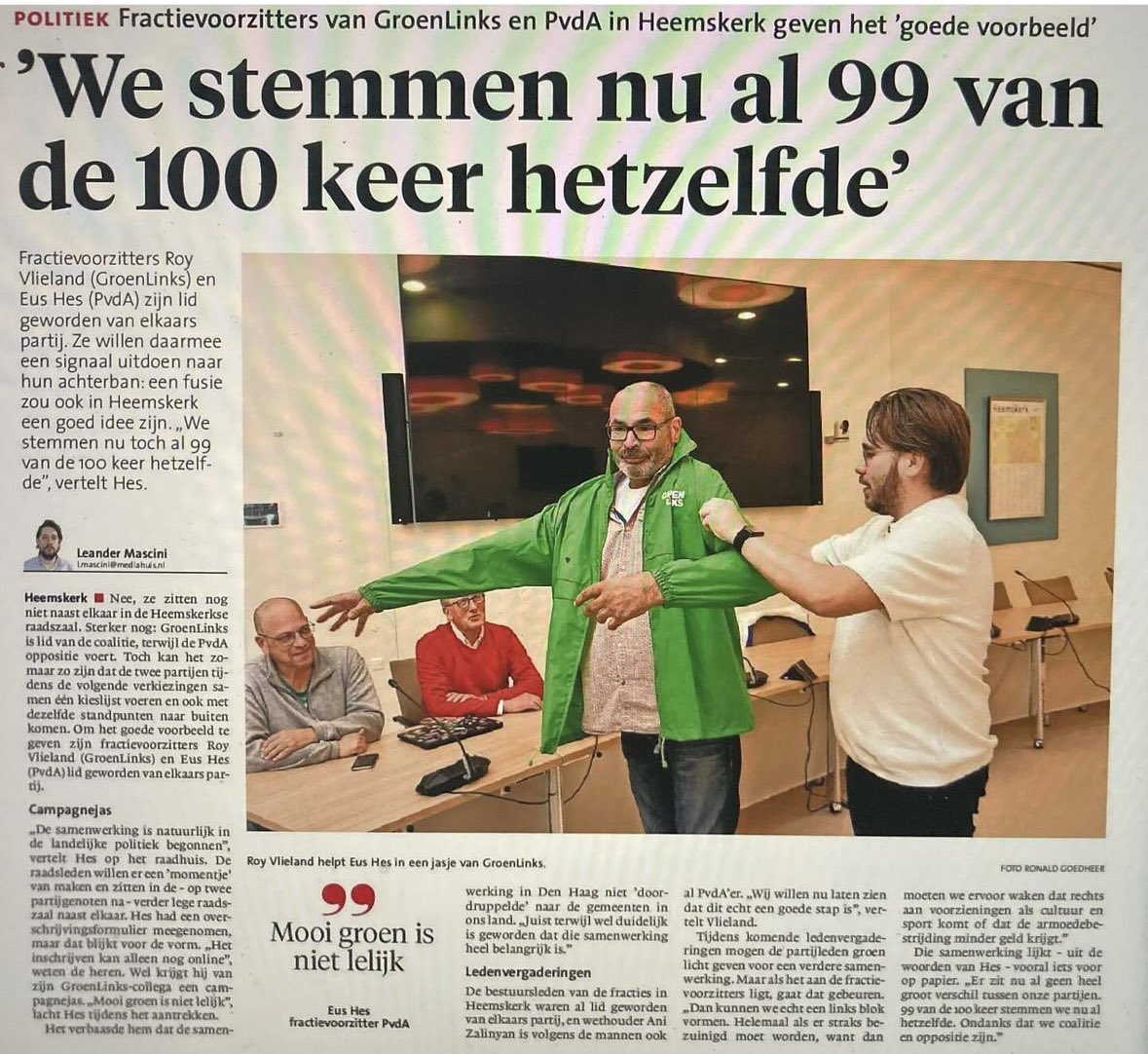 Rood en groen gaan goed samen. Ook in Heemskerk.  @GroenLHeemskerk <a href="/PvdAHeemskerk/">PvdA Heemskerk.</a>