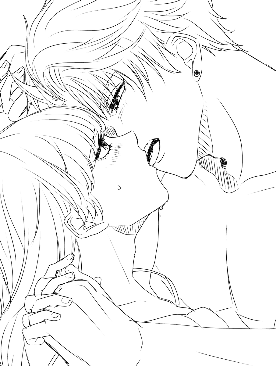 トリミングしたのも
体格差がわかるような絵が描きたかったけど絶対シンもっと大きいのにミスりました～～～😭むずかしいよーーー 