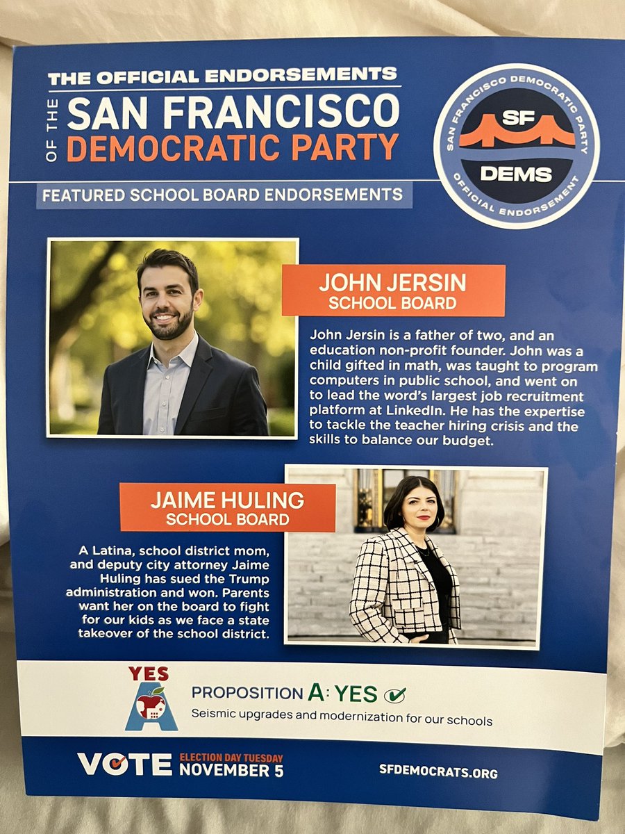 Check your mailboxes! Official endorsements of the SF Democratic Party went out yesterday. ✨🍎