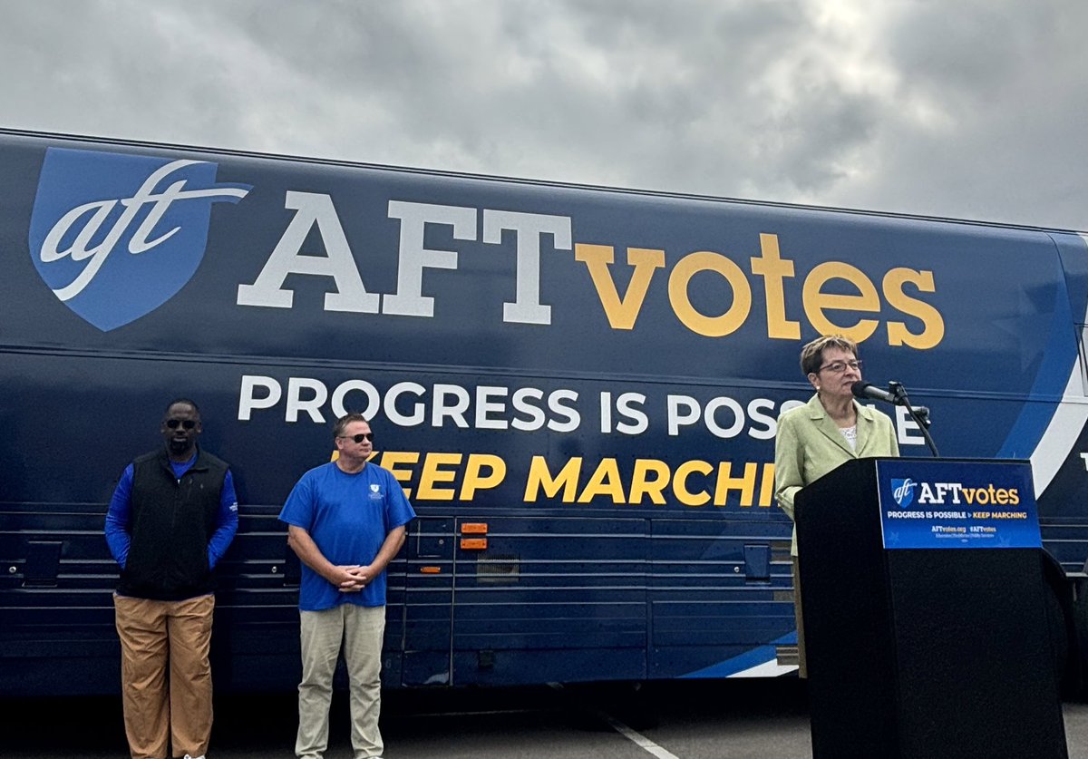 Proud to have the support of <a href="/AFTunion/">AFT</a> and to join them this afternoon. Our nation can't thank our teachers enough for their service.