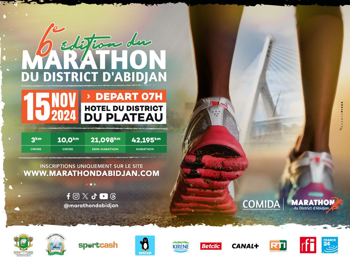 💁Une bonne préparation au marathon commence par la construction d'une base solide d'endurance.😉

Cela signifie courir régulièrement, en augmentant lentement le volume pour habituer le corps à l'eﬀort prolongé.✨

Inscription sur  🔗marathondabidjan.com