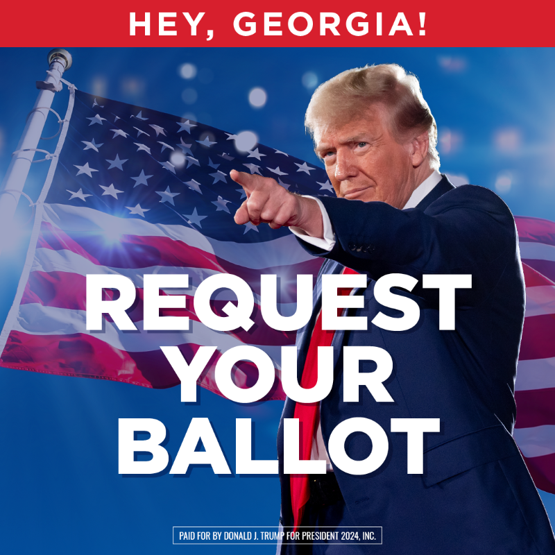 TeamTrump's tweet photo. Make sure President Trump wins GEORGIA by a LANDSLIDE. We can't do this without your help. Request your ballot to VOTE TRUMP.