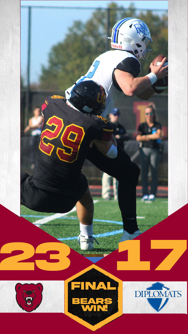 ucathletics's tweet photo. THEY DO IT AGAIN! The @UrsinusFootball defense comes up with the big stop at the end and moves to 5-0 with their win over F&amp;M! #UpTheBears #d3fb https://t.co/NZKrrWXAwt