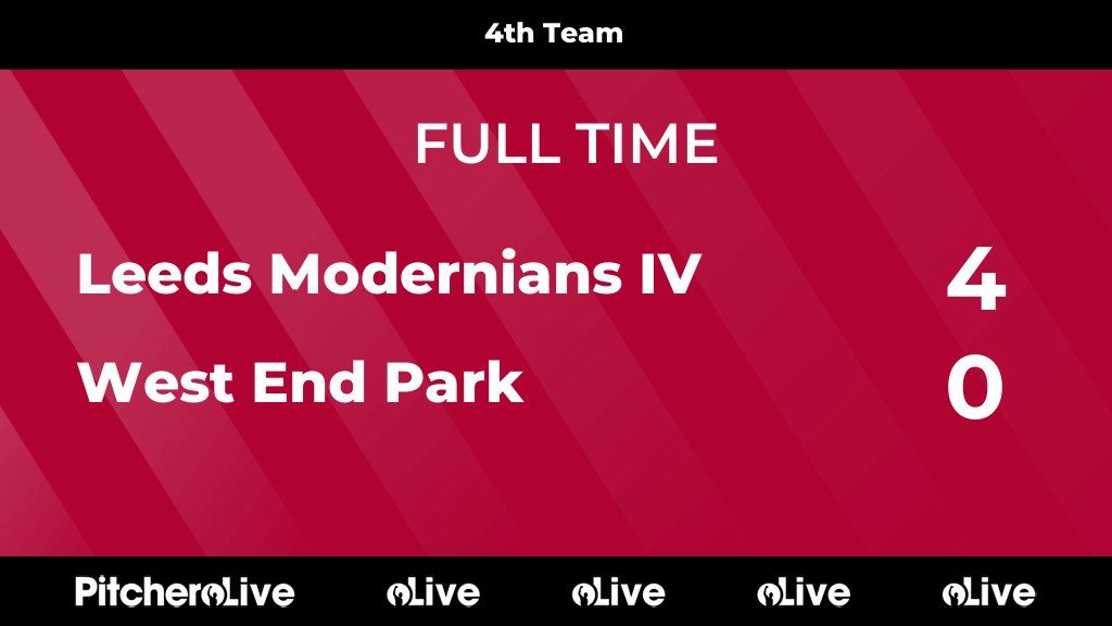 FULL TIME: Leeds Modernians IV 4 - 0 West End Park
#LEEWES #Pitchero
pitchero.com/clubs/leedsmod…