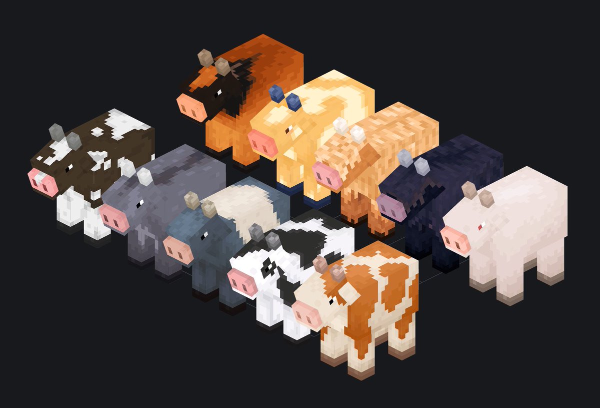 Blascard02's tweet image. Compatibility with More Mob Variants mod for Naturalized Animals! I really like how they turned out!

#Minecraft #Blockbench
