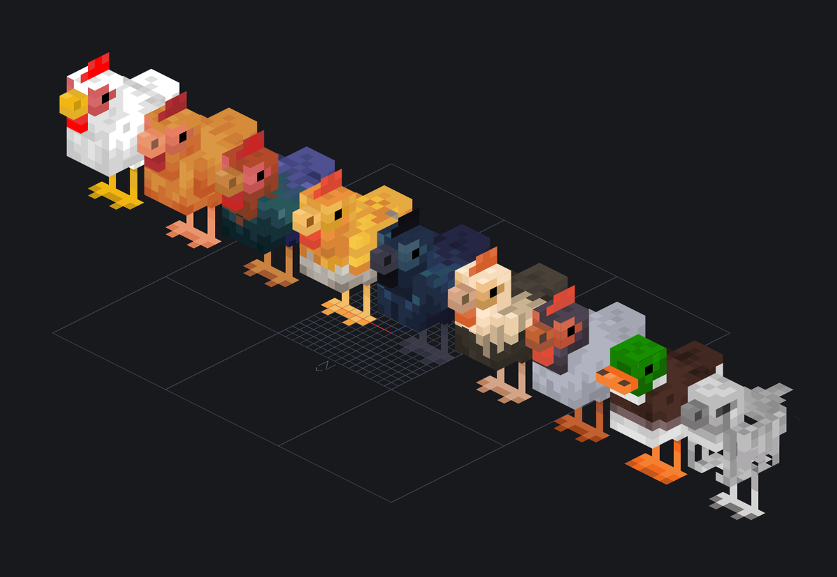 Blascard02's tweet image. Compatibility with More Mob Variants mod for Naturalized Animals! I really like how they turned out!

#Minecraft #Blockbench