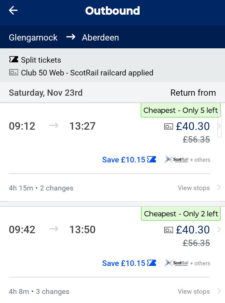 mindfulvanman's tweet photo. @ScotRail I'm using the ScotRail app and have selected the Club 50 Railcard option https://t.co/gjKXzUgkTz