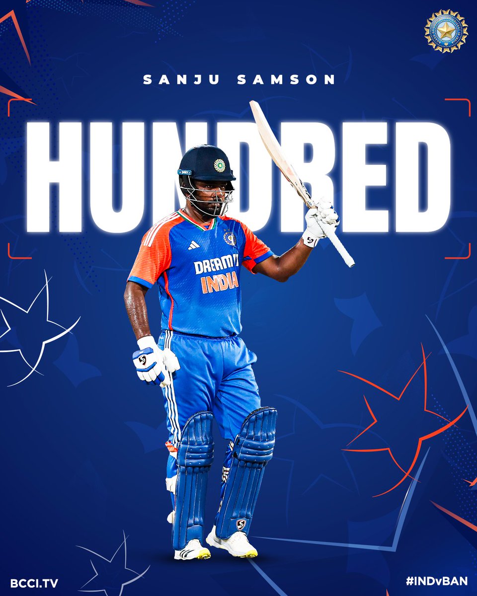 Maiden T20I CENTURY for Sanju Samson! 🥳

What an exhilarating knock from the #TeamIndia opener 👏👏

That's the 2nd Fastest T20I century for India after Rohit Sharma 👌👌

Live - bit.ly/INDvBAN-3rdT20…

#INDvBAN | <a href="/IamSanjuSamson/">Sanju Samson</a> | <a href="/IDFCFIRSTBank/">IDFC FIRST Bank</a>