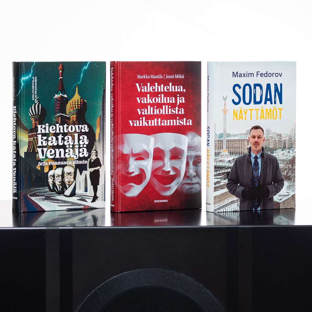 ⚡️Näitä 🇫🇮 lukee!

Rohkeita näkökulmia.
#Venäjä #Infosota #Ukraina

<a href="/ArjaPaananen/">Arja Paananen</a> <a href="/kuistiala/">Anu Kuistiala</a> Kiehtova katala Venäjä Arja Paanasen silmin
<a href="/MarkkuMantila/">Markku Mantila</a> <a href="/jmolsa/">Jouni Mölsä</a> Valehtelua, vakoilua ja valtiollista vaikuttamista
Maxim Fedorov: Sodan näyttämöt

docendo.fi/sivu/uutuudet/