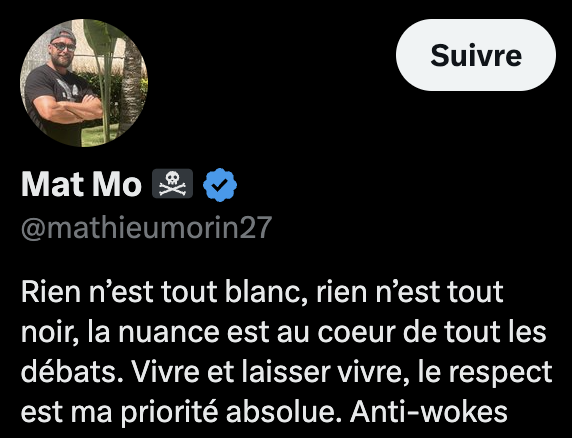 xdoutre's tweet photo. @mathieumorin27 @automtl514 « ces criss de trous à mardes remplis de communistes insignifiants »
+
« la nuance est au coeur de touS les débats. Vivre et laisser vivre, le respect est ma priorité absolue. » https://t.co/QaUxN7Cr5L