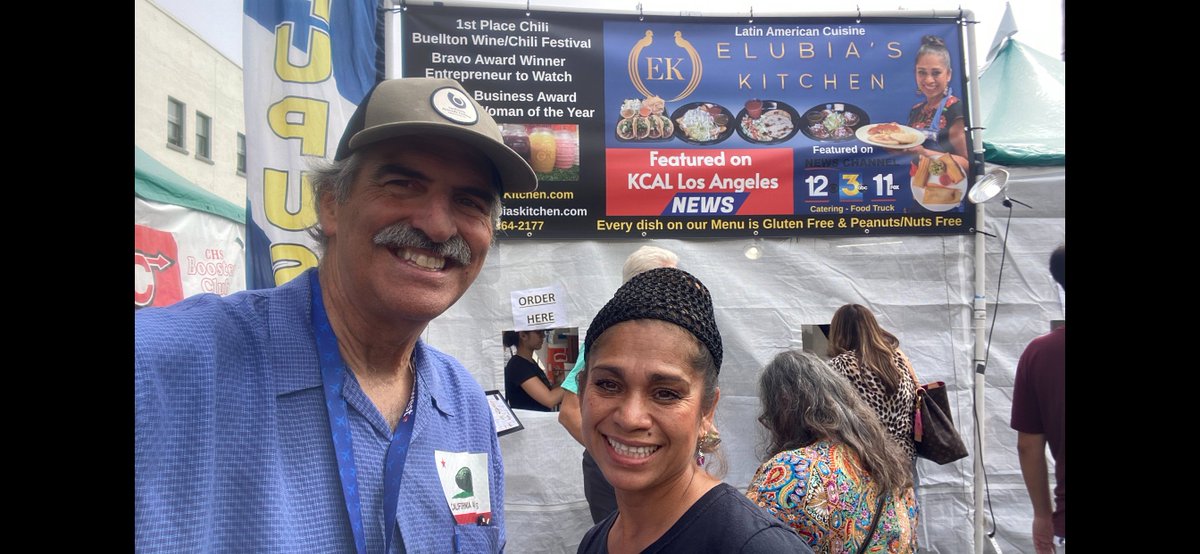 JohnPalminteri's tweet photo. An appearance on KEYT goes a long way for us with Elubia Orozco from Elubia's Kitchen.  She has added our station logos to her catering banner, right next to the pupusas! https://t.co/59XXqrJYa6