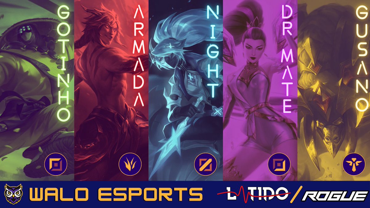 🟣ANUNCIO ROSTER | WALO ESPORTS

Hoy presentamos oficialmente nuestro roster con el que empezaremos a escalar a lo más alto. ¡Adelante, chicos!

🟪TOP: <a href="/javigotee/">Javigotee</a> 
🟪JGL: Armada
🟪MID: <a href="/Lightlol13/">TheNightmare</a> 
🟪ADC: <a href="/LDBGonza/">Gonza ldb</a> 
🟪SUPP: <a href="/2kK4yn/">Gusano</a> 

🦉#WALOARMY 👆