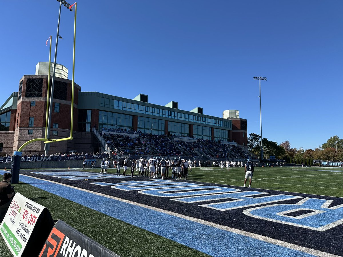 chrisrlward's tweet photo. Big fight feel here at Meade Stadium as @RhodyFootball &amp; @BrownU_Football compete for the 42nd Governors Cup 🏆 

Catch the action on @flosports with myself, @TheStoneFreeman and @montanerf7314 ⚡️ https://t.co/URsUPv13vc