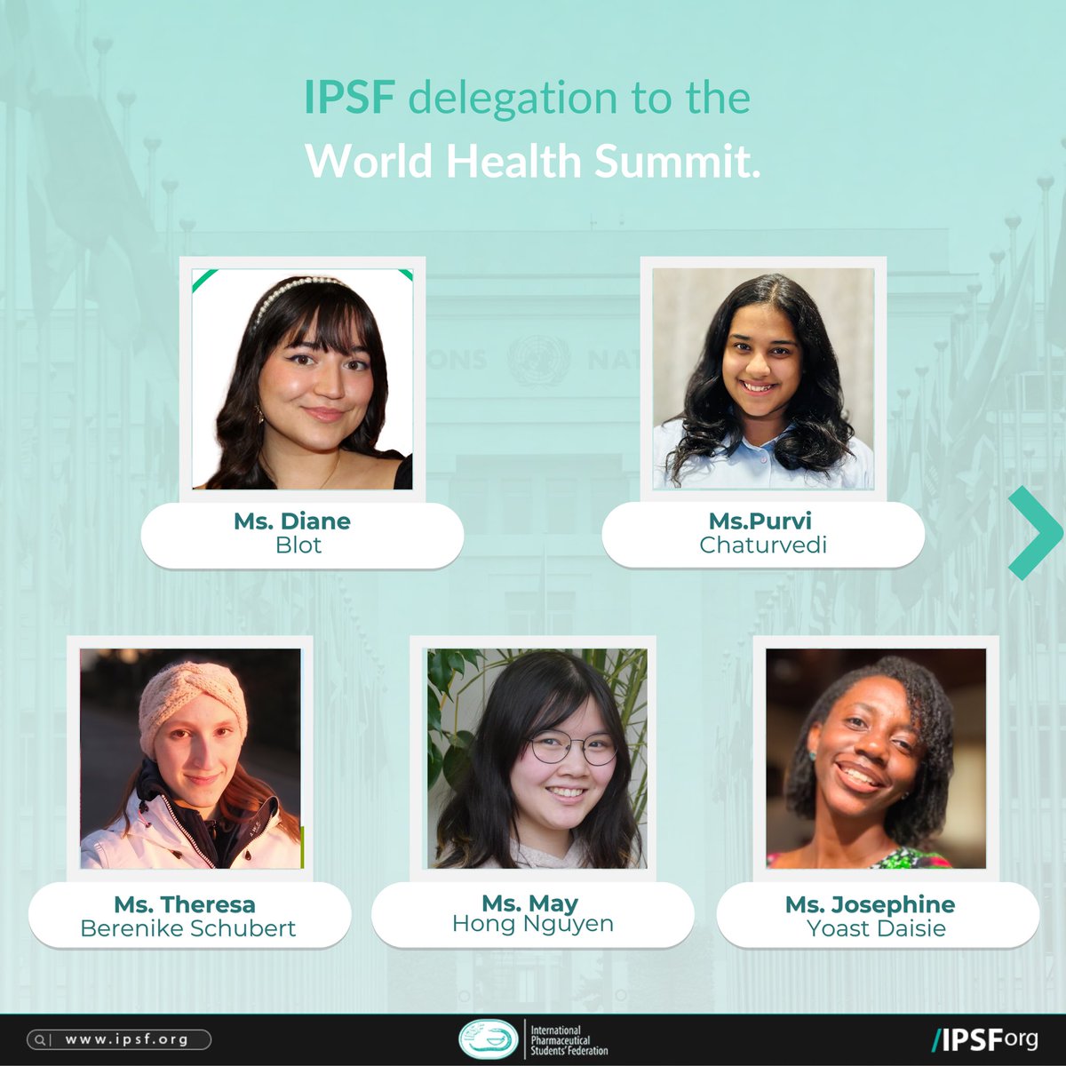 We’re thrilled to introduce IPSF delegates for the World Health Summit 2024! 🎉

This year’s theme is “Building Trust for a Healthier World,” taking place in Berlin, Germany from Oct 13-15. 

#WHS2024 #IPSForg #YouthInAction