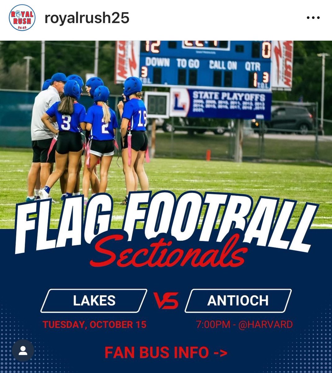 JoriBowen's tweet photo. Important info from @RoyalRush25 - Check your student email for all the details on how to cheer on the Flag Football team Tuesday!!!  Go Eagles! 🦅 
📸 @m2ld_media https://t.co/f61fIdkIMl