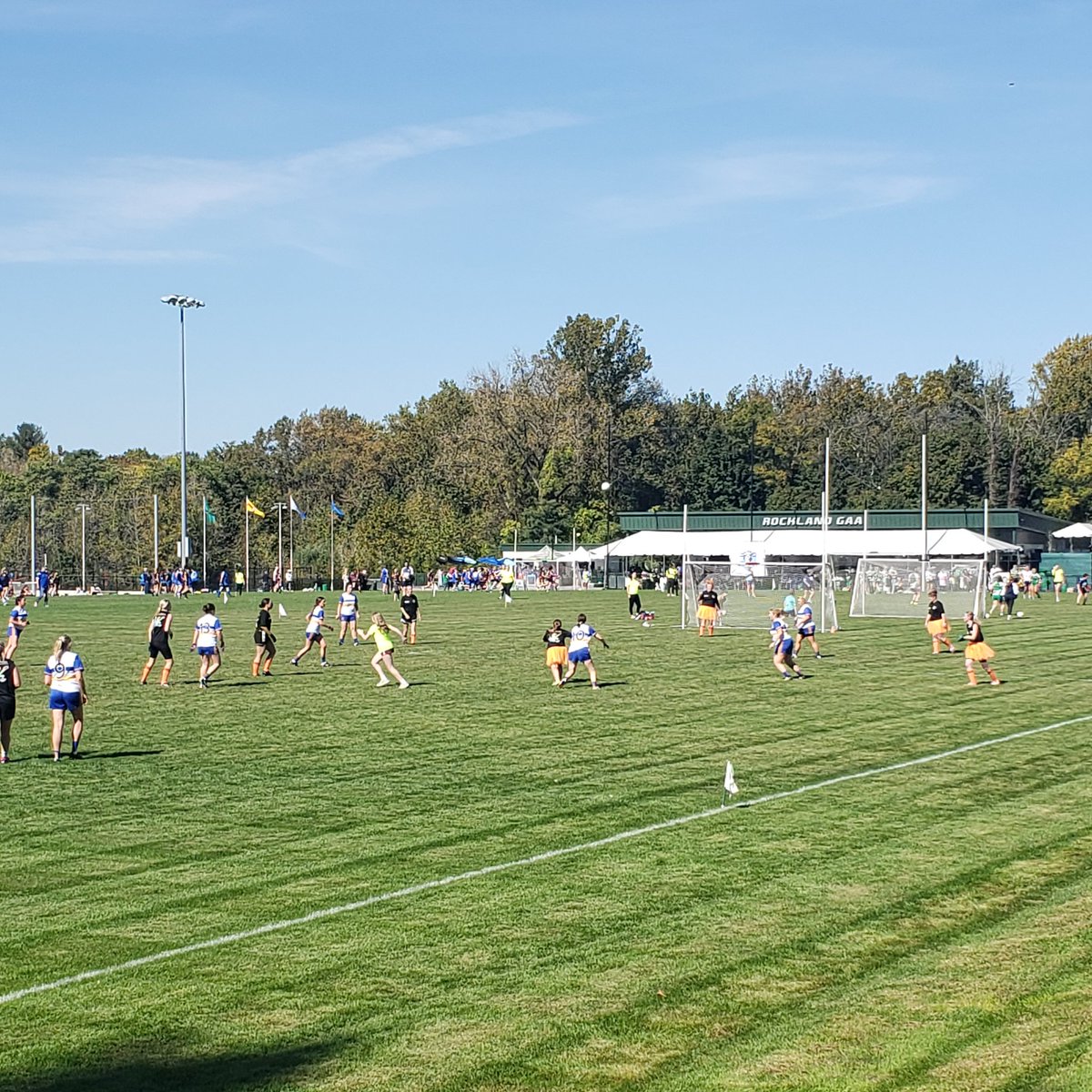 Warm-ups, in the ball wall area, &amp; play, in the NY LGFA Gaelic 4 Mothers &amp; Others blitz at Rockland GAA club today. Over 30 teams from Ireland participating. #SeeYouAtAMatch @NewYorkGAA <a href="/officialgaa/">The GAA</a>