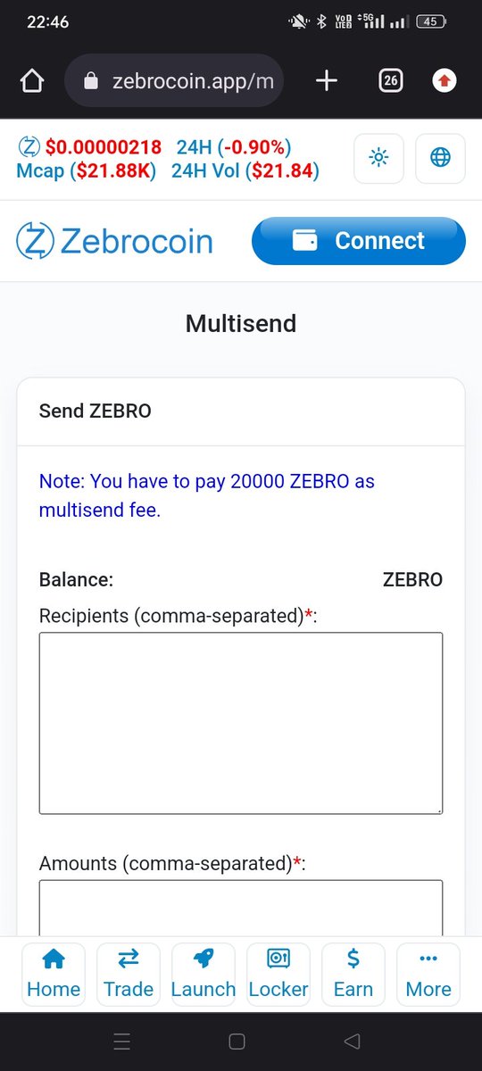 ZEBRO MULTISENDER

Zebrocoin multisend feature is live now.

Now you can send ZEBRO or ZBR20 (ERC20 Like) tokens to many addresses in single transaction via Zebrocoin Multisend feature.

zebrocoin.app/multisend/