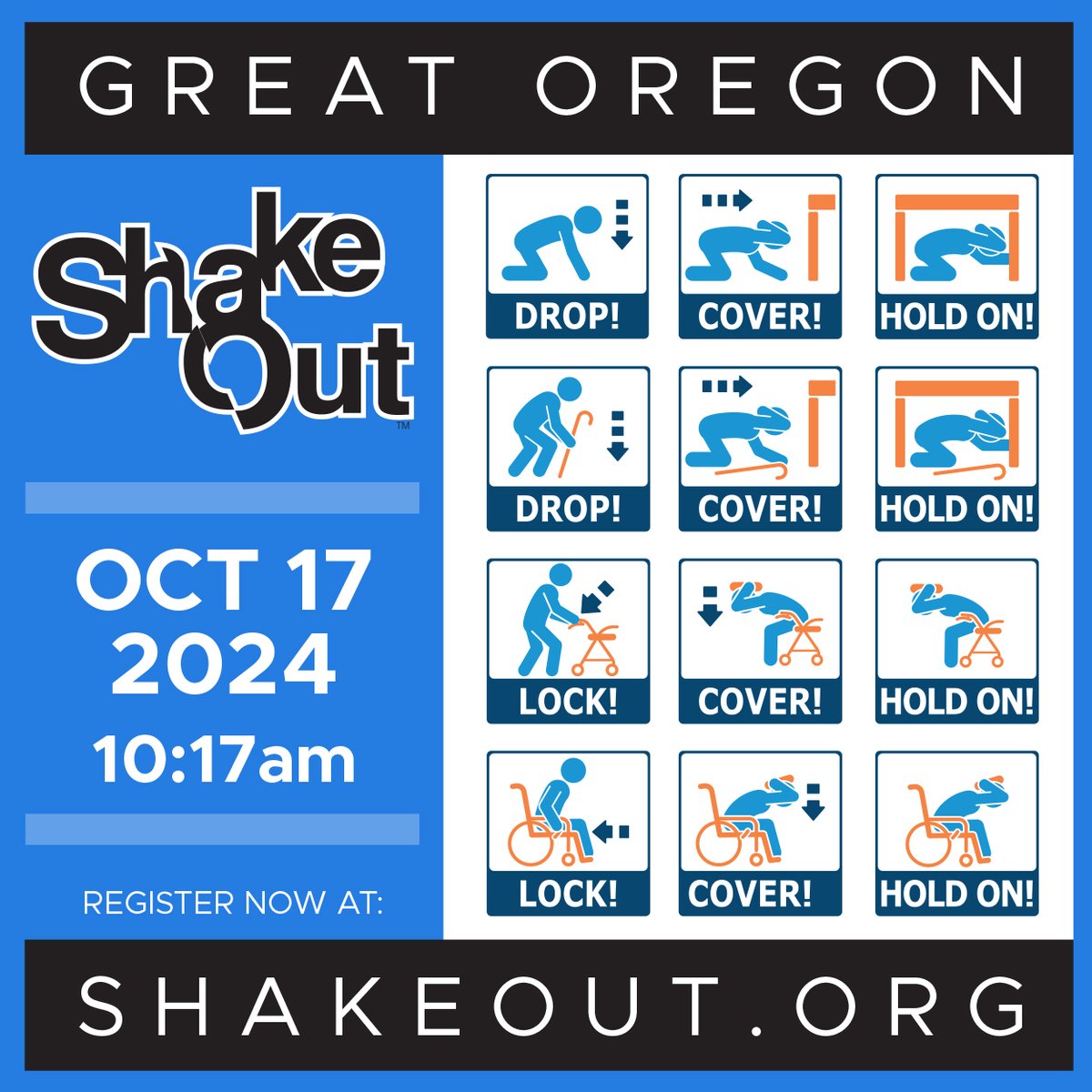 An earthquake can strike at any time! Are you prepared? Practice with millions of others this Thursday at 10:17 am. It's a great time to also practice your tsunami evacuation drill! Register for the Great Oregon and Washington ShakeOut now: shakeout.org #orwx #wawx