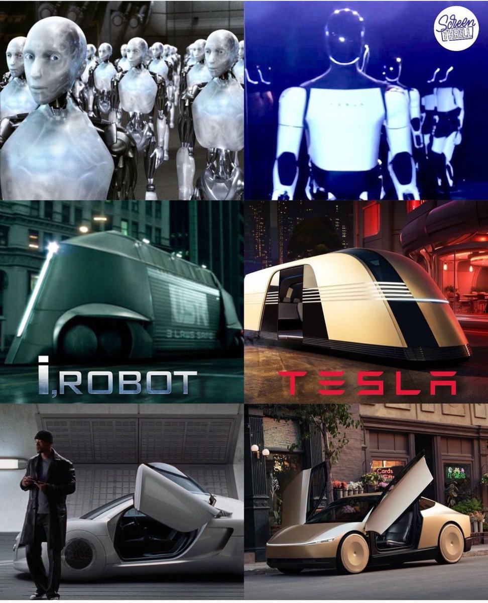 The last Tesla Show is a complete ripoff of the movie I Robot. Patrick Tatopoulos should get more credit for building the future from Elon Musk