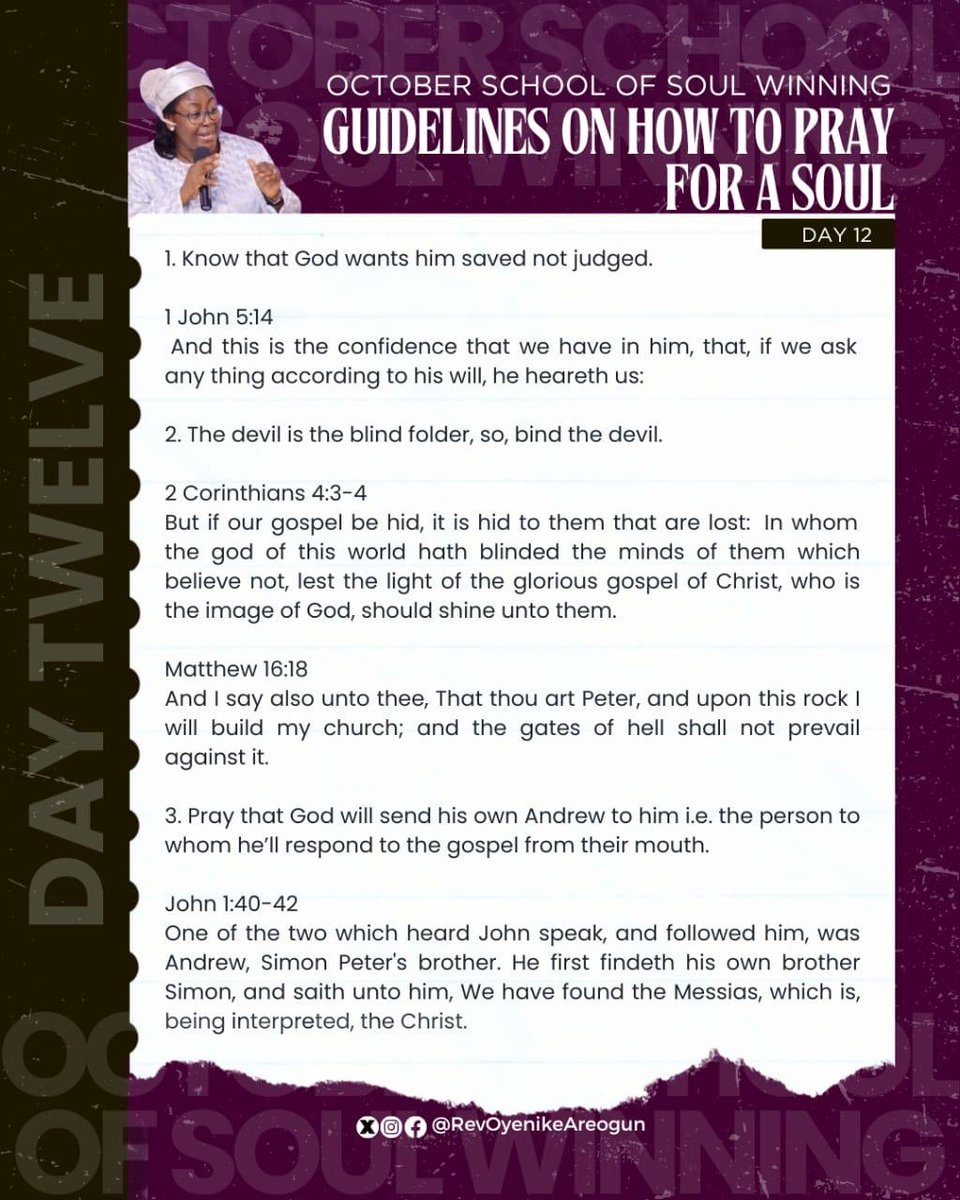 oyenikeareogun's tweet photo. 📢 Do you know soul winning is spiritual warfare? 
🙏 This is how to pray for the salvation of a soul! 

#RevOyenikeAreogun #UpHolyGhost #OctoberDigest #OctoberSchoolOfSoulWinning https://t.co/FWBnzBvjuI