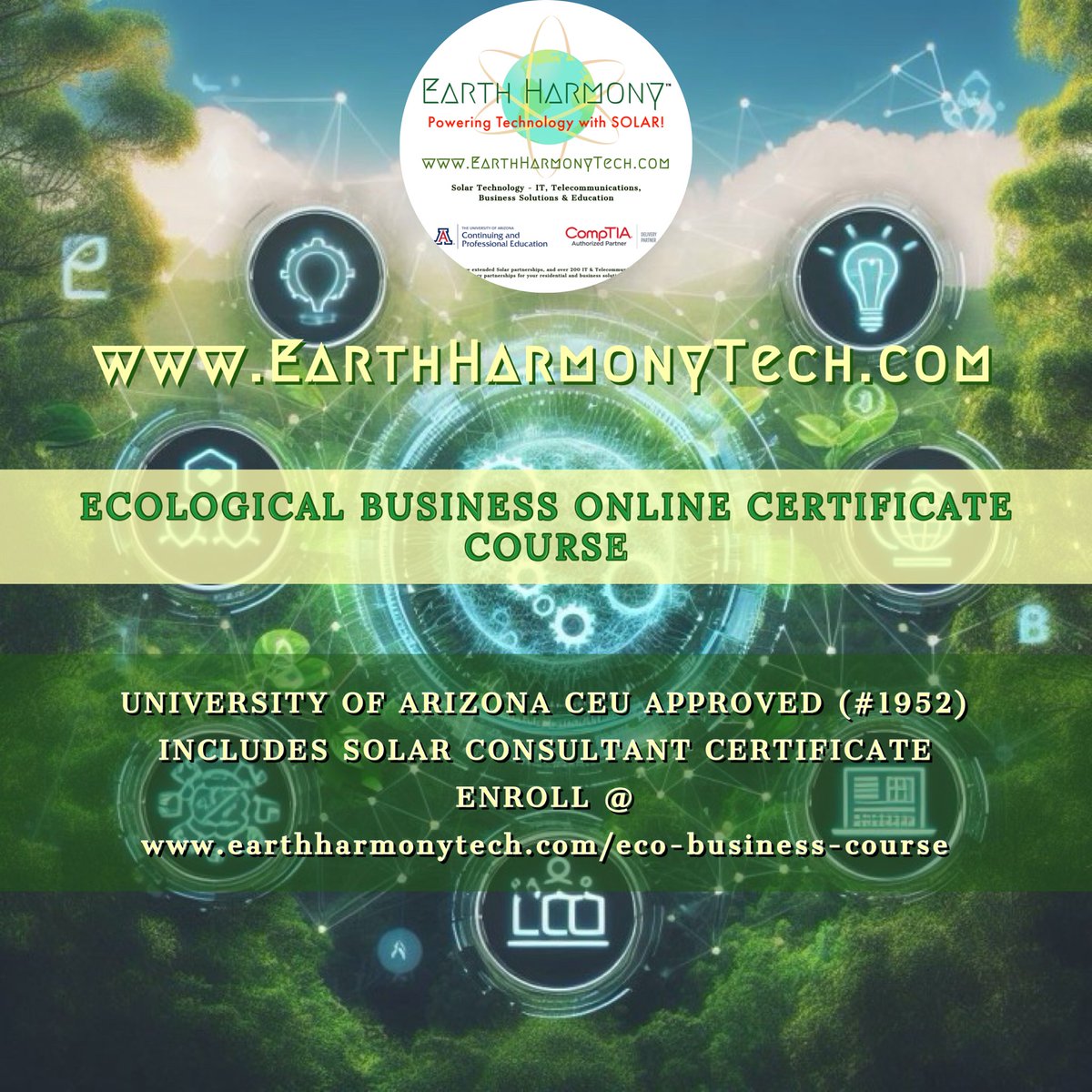 EarthHarmonySol's tweet photo. Register @ https://t.co/X60OTYFezk
#ECO #BUSINESS #ONLINECOURSE CERTIFICATE - UNIVERSITY OF ARIZONA APPROVED CEU (#1952) - INCLUDES A #SOLAR CONSULTANT CERTIFICATE
#ecotech #ecology #technology #ecotech #greenbusiness #greentech #farm #farming #sustainablity #naturalbuilding https://t.co/VB6aDO5c8V