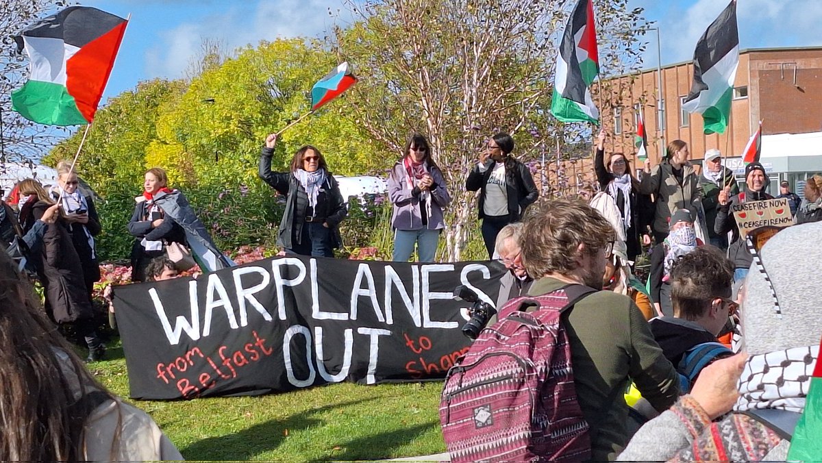 shannonwatch's tweet photo. Fantastic to have such a huge turnout in Shannon today, demanding an end to the support for genocide. The Irish government has to listen. It's gone on too long. #USMilitaryOutOfShannon NOW https://t.co/hbkBjn4vRn