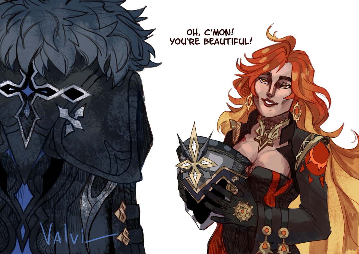 valvilot's tweet photo. #Capitano #Mavuika #mavuitano #Genshin #myart 
beauty and the beast 😅 https://t.co/IDFfswQ6Mp
