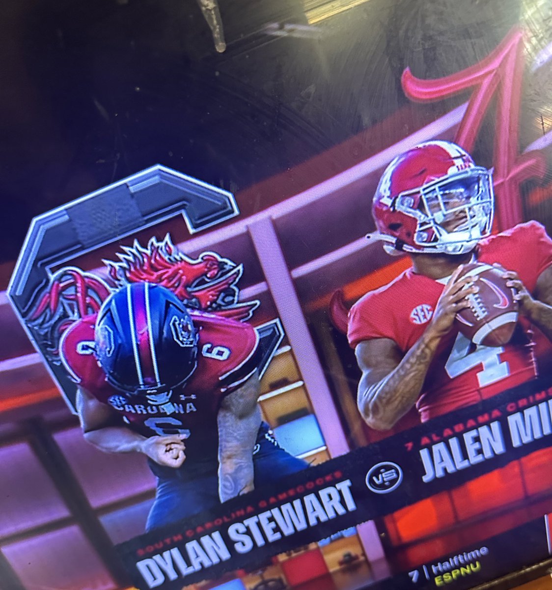 Dog…. ESPN used the graphic of the South Carolina DEND emptying the clip in the qb to represent South Carolina lmfaooo