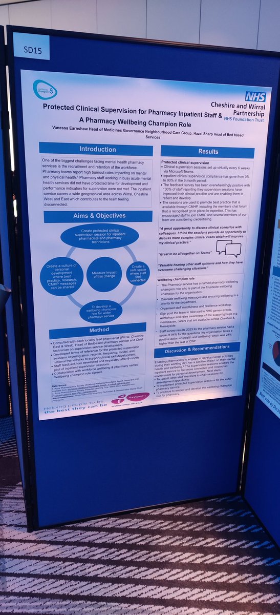 So many interesting conversations about the importance of good clinical supervision and ways to enhance the wellbeing of Pharmacy staff #CMHP24 Thanks to the CMHP community and <a href="/harpreetchana/">harpreet chana</a> for your inspiring session👏 <a href="/couper_fiona/">Fiona Couper</a> <a href="/JasmeenIslam/">Jasmeen Islam</a>