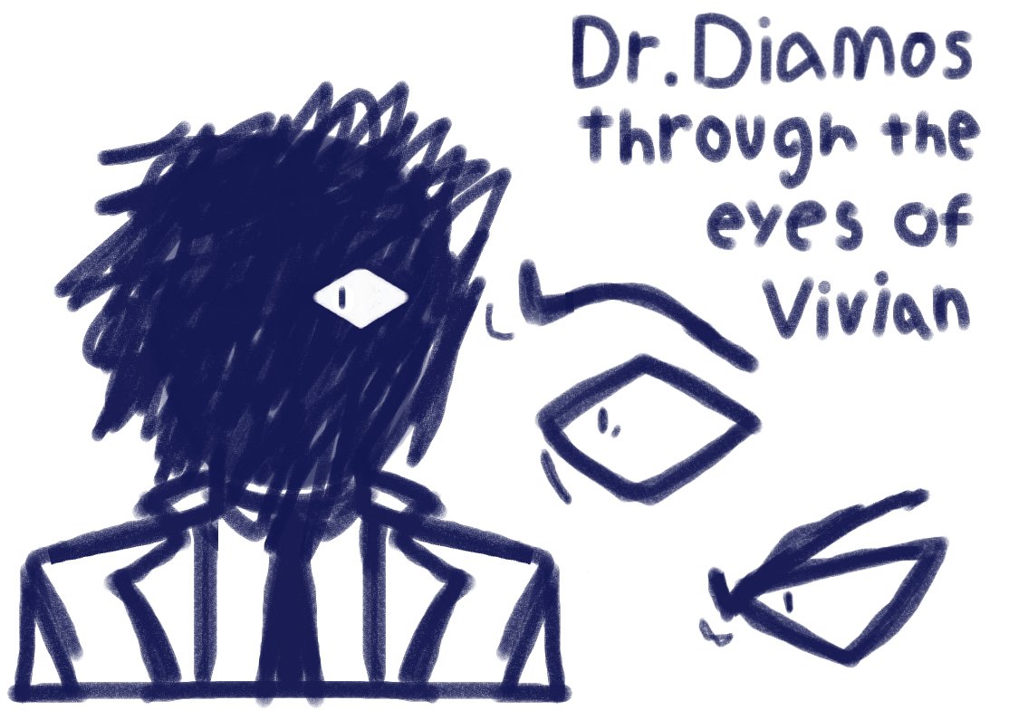Dr. Alexander Diamos, research director of the Hedal division and the man Vivian hates most. i felt like drawing him cuz hes such an important character in Vivs story (i was to lazy to draw his face and hair so u get this instead)