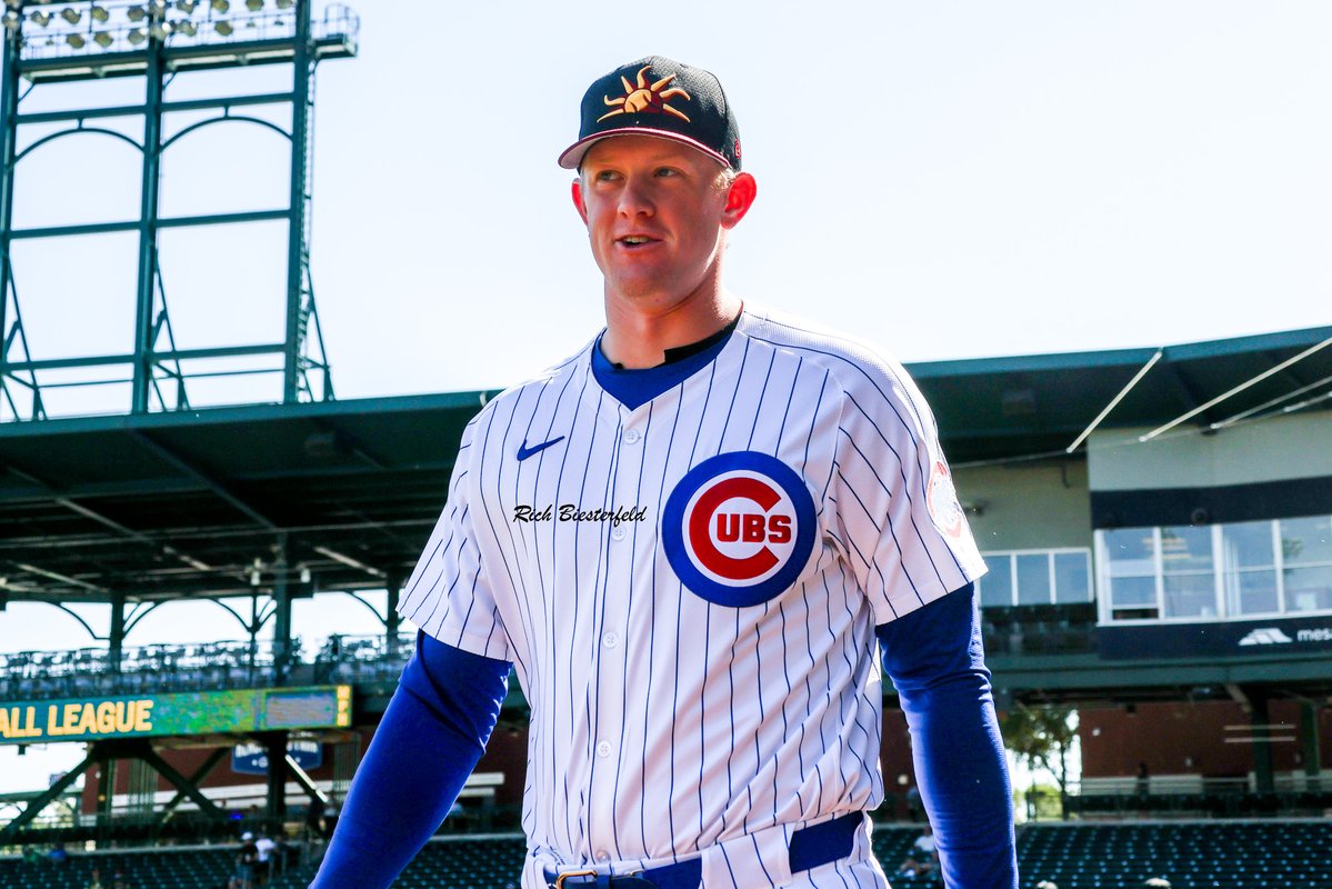 biest22's tweet photo. Pitcher @SamThoresen was one of 4 @Cubs to make his @MLBazFallLeague debut on Thursday. Sam threw 1.2 IP with 2 BB and 2 K's. #Cubs #CubsProspects @AFL2024 @Pelicanbaseball @SBCubs https://t.co/x7541D9iat