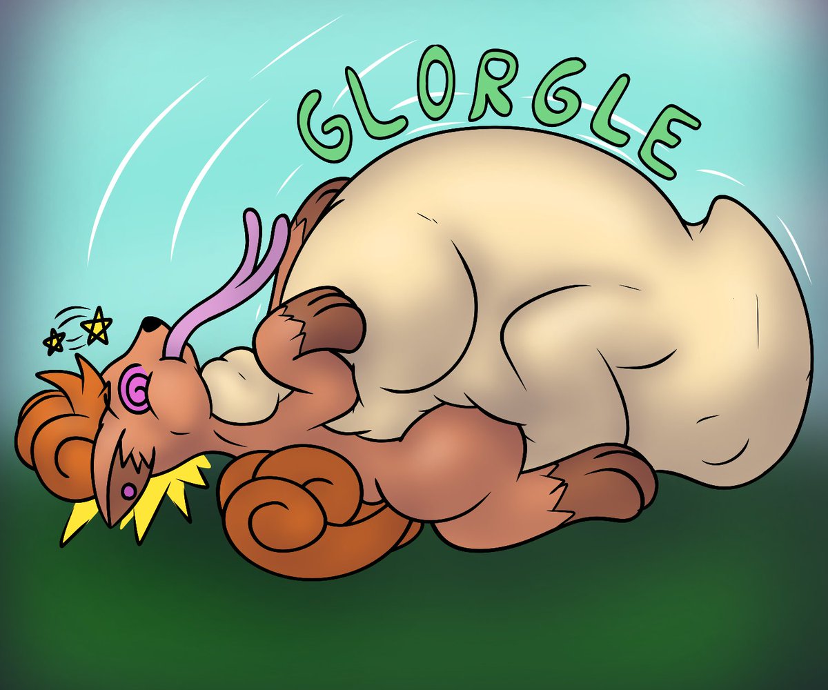 Day 12: Fall
When eating someone bigger and heavier than yourself, it can be dangerous to try more advanced devouring options! Like this pix falling flat on his back! Luckily he already has his meal secure so even stunned that belly will take care of everything~