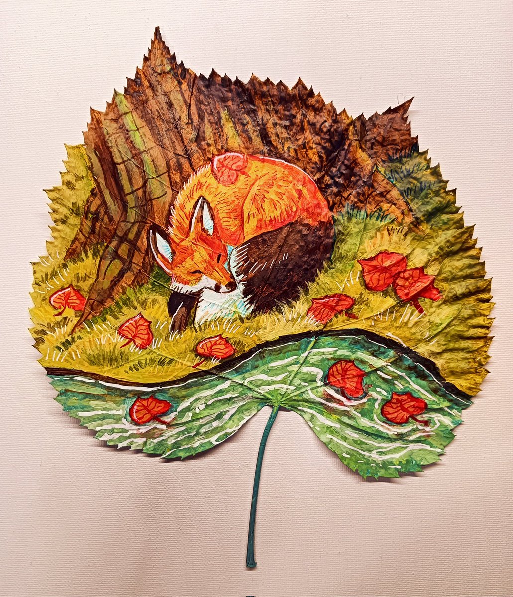 Panthera_Arven's tweet photo. Have you ever painted on a leaf? I tried it, and it's tons of fun! This one of a kind piece was sold at the Eurofurence Art Show ❤️
I post wips on my Telegram channel, Arven's Art Corner! https://t.co/Kn17UjMfeo https://t.co/Zxnww4Kiaf