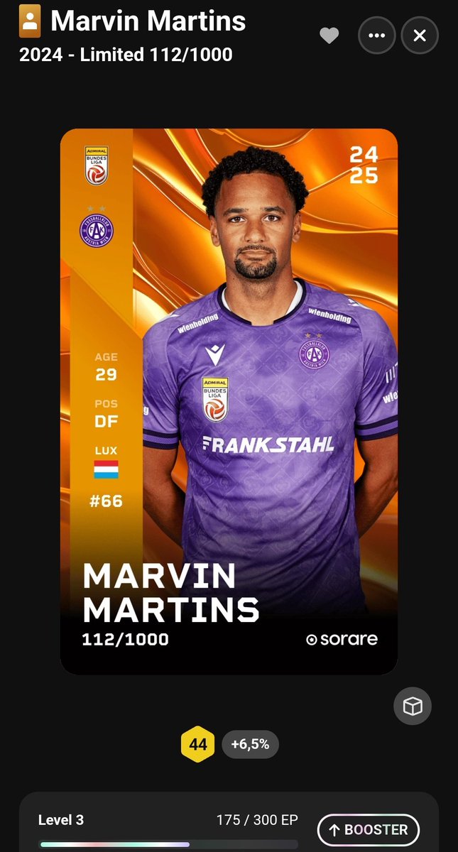 Decay26Sorare's tweet image. Giveaway 🥳💥

You can win a limited InSeason card from Marvin #Martins 👀🔥

Follow these steps:
1. 💜 &amp;amp; RT
2. Follow @Decay26Sorare &amp;amp; @FKAustriaWien 
3. Comment your Sorare username
4. Follow me on Sorare
sorare.com/de/football/my…

End: 20.10.2024

#sorare #faklive #Giveaway