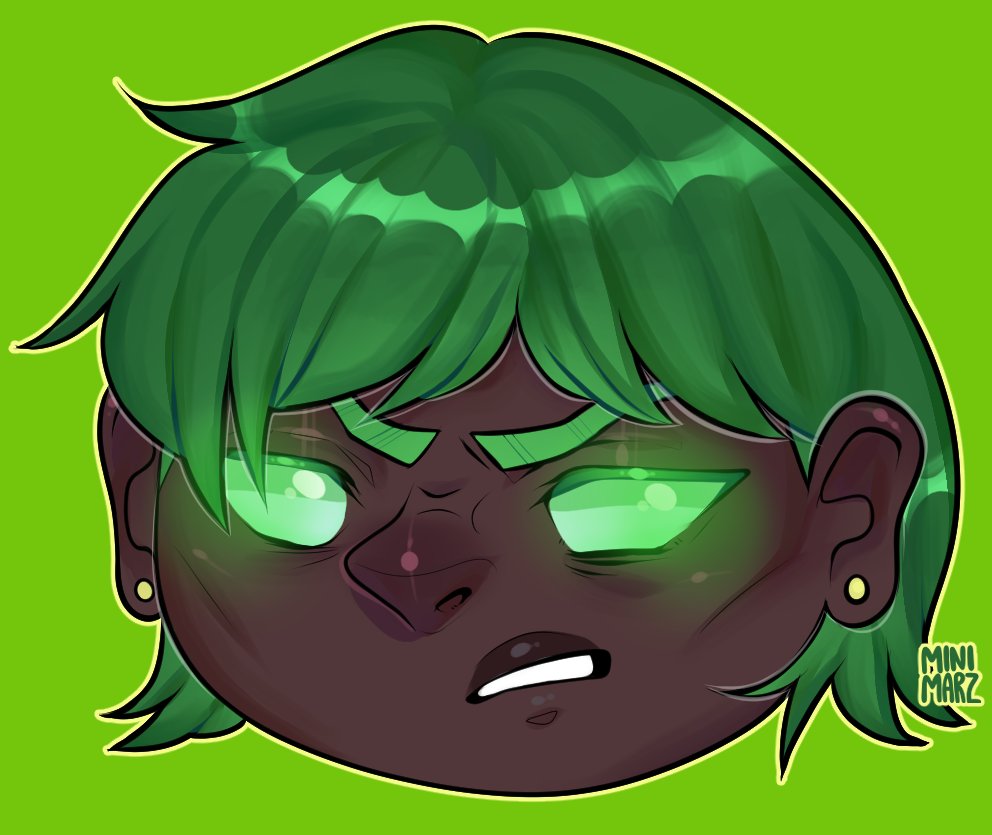 Another chibi headshot commission, for angelxsnap's niece/nephew this time! :) a very green bean! hope you like it!

Chibi headshots like this are $10 each, you can message me if you're interested!

#commission #commissionsopen #originalcharacter #oc #fanart #chibi