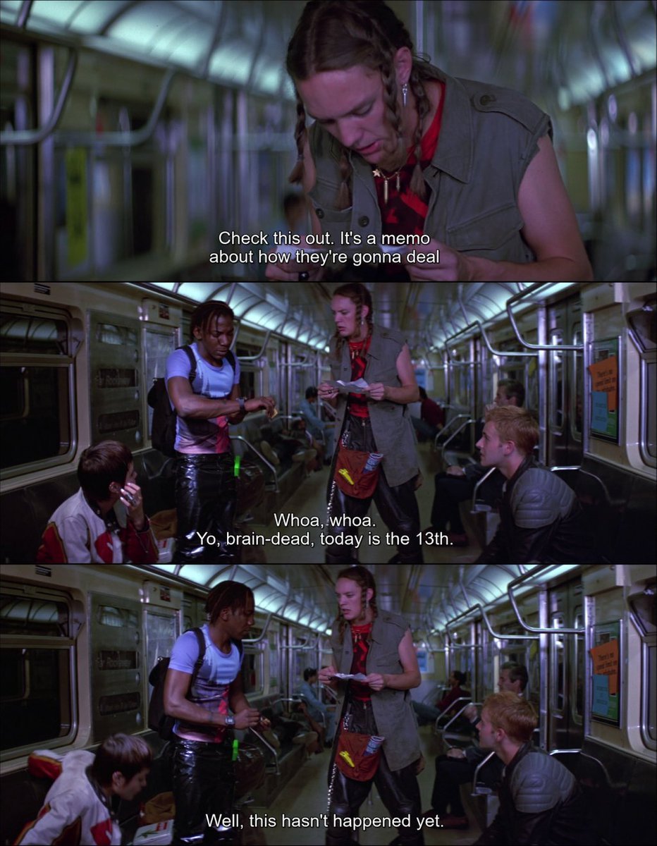 Oct 13th - The #hackers discover that the Da Vinci virus was a distraction for a hidden worm designed to steal $25m, and the virus is going to capsize an oil fleet the next day as a distraction for the theft.

📽️📅 Hackers (1995)