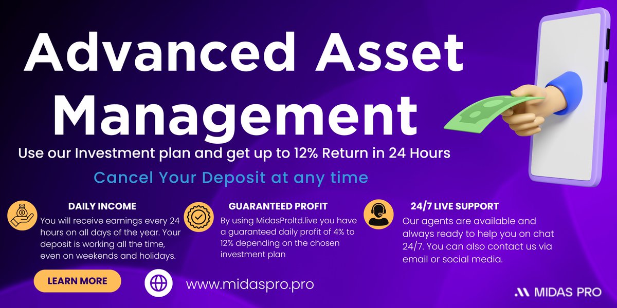 MidasPro123's tweet image. With our system, you can earn money from home without taking any risks. We offer four investment plans that guarantee a steady passive income. We are fully registered, certified, and provide reliable profits.