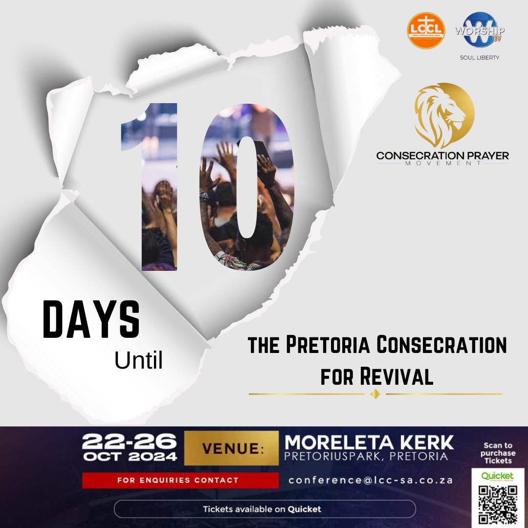 SouthAfricanCC's tweet photo. 10 DAYS TO GO!
The countdown intensifies! Join us at the October Conference for inspiring teachings, spirit-filled worship, and meaningful connections. Secure your spot NOW!
#OctoberConference #10DaysLeft #Countdown https://t.co/bvYPJ2lneC