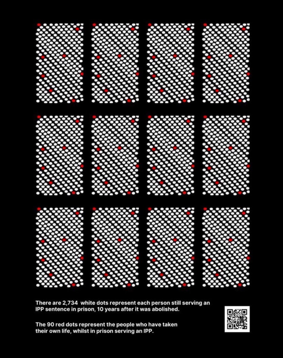 UNGRIPP (@ungripp) on Twitter photo Day 100 of a new government
The white dots show the 2,734 people still in prison serving an IPP sentence
The red dots show the 90 people who’ve taken their own life in prison whilst serving an IPP sentence
When will it be enough?
<a href="/Keir_Starmer/">Keir Starmer</a> <a href="/ShabanaMahmood/">Shabana Mahmood MP</a> <a href="/JamesTCobbler/">James Timpson</a> Day 100 of a new government
The white dots show the 2,734 people still in prison serving an IPP sentence
The red dots show the 90 people who’ve taken their own life in prison whilst serving an IPP sentence
When will it be enough?
<a href="/Keir_Starmer/">Keir Starmer</a> <a href="/ShabanaMahmood/">Shabana Mahmood MP</a> <a href="/JamesTCobbler/">James Timpson</a>