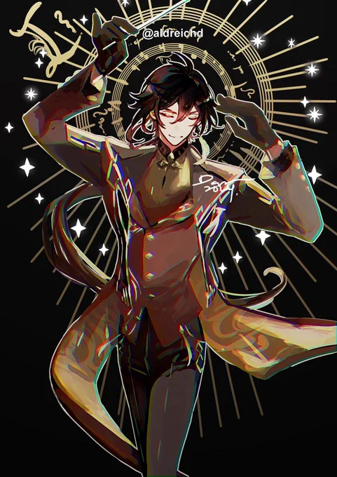 「 Symphony 」Will print some in small card size to exchange for Genshin Concert 2024 Malaysia !Circular musical notation loosely based on  Baude Cordier's "Tout par compas suy composes" I love Zhongli xiansheng veeerry very much 