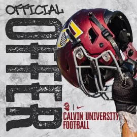 After a great phone call with <a href="/CoachGarde/">Coach Austin Garde</a> I am blessed to have received an offer from Calvin University. 
🔴🟡
<a href="/CoachRenfroe/">Coach Calvin Renfroe</a>