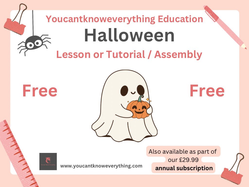 YCKEEducation's tweet image. Free lesson or form time / assembly resource on the history behind Halloween customs and how we can ensure we celebrate in a way that considers safety, other people and the environment.

youcantknoweverything.com/search?q=hallo…
 
#assembly #halloween #formtime #edutwitter